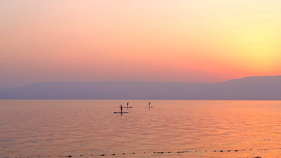 Paddleboarding on the Sea of Galilee