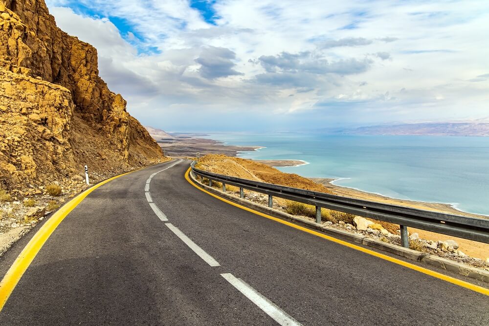 The highway along the coast of the Dead Sea