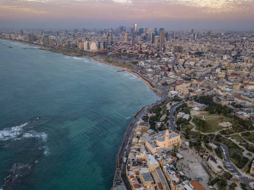 Aerial view of Jaffa and Tel Aviv, Israel