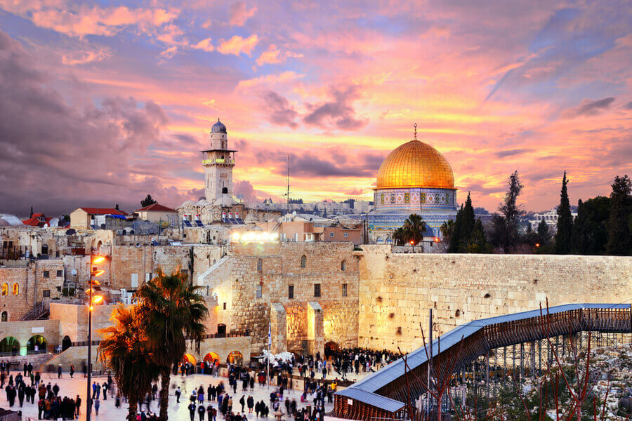 Skyline of the Old City at the Western Wall and Temple Mount, Jerusalem