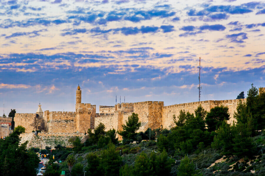 Sunset clouds over the Tower of David, Jerusalem